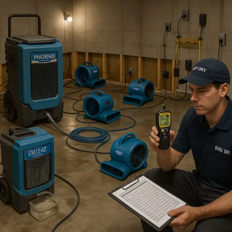 Structural Drying and Dehumidification process in Rancho Penasquitos, CA